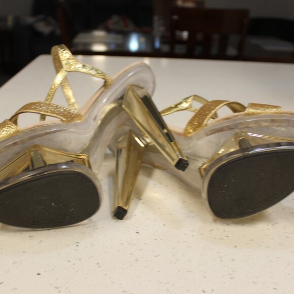 Gold Sparkle Platform Stiletto Stripper Heels Size 11 - Picture 16 of 16